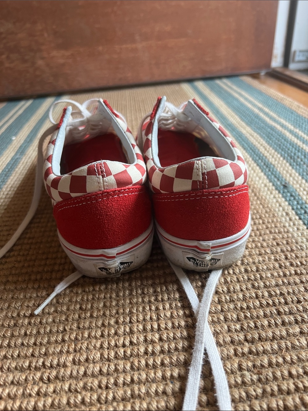 Vans Red and White Checkerboard Low-Top Sneakers - Picture 4 of 8